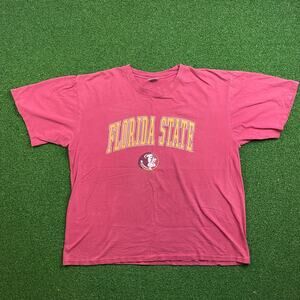 Vintage 1990s Soffe Florida State Seminoles Pink T-Shirt 2XL